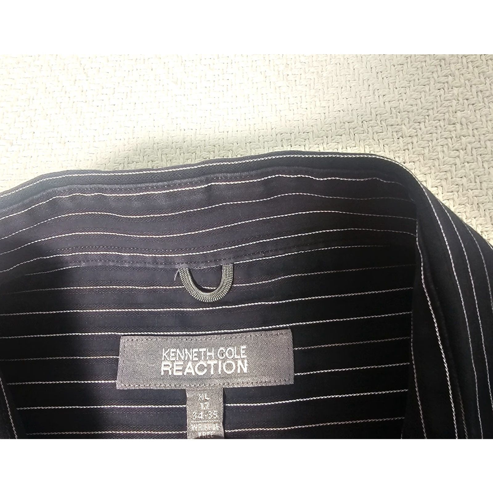 Kenneth Cole KENNETH COLE REACTION Wrinkle Free Dress Shirt Mens Regular Fit Long Sleeve Striped Black XL Size US XL / EU 56 / 4 - 2 Thumbnail