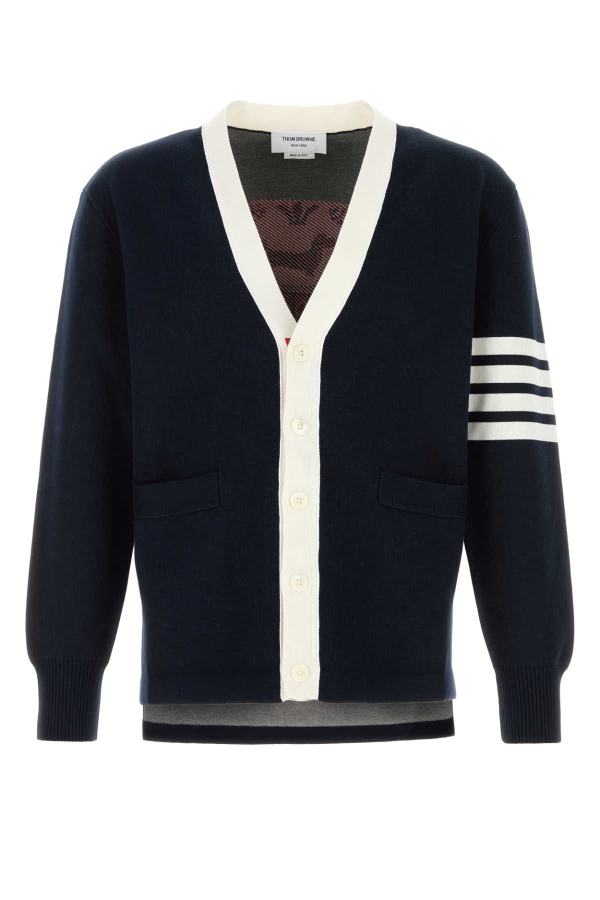 Thom Browne Midnight Blue Cotton Blend Cardigan Size US M / EU 48-50 / 2 - 1 Thumbnail