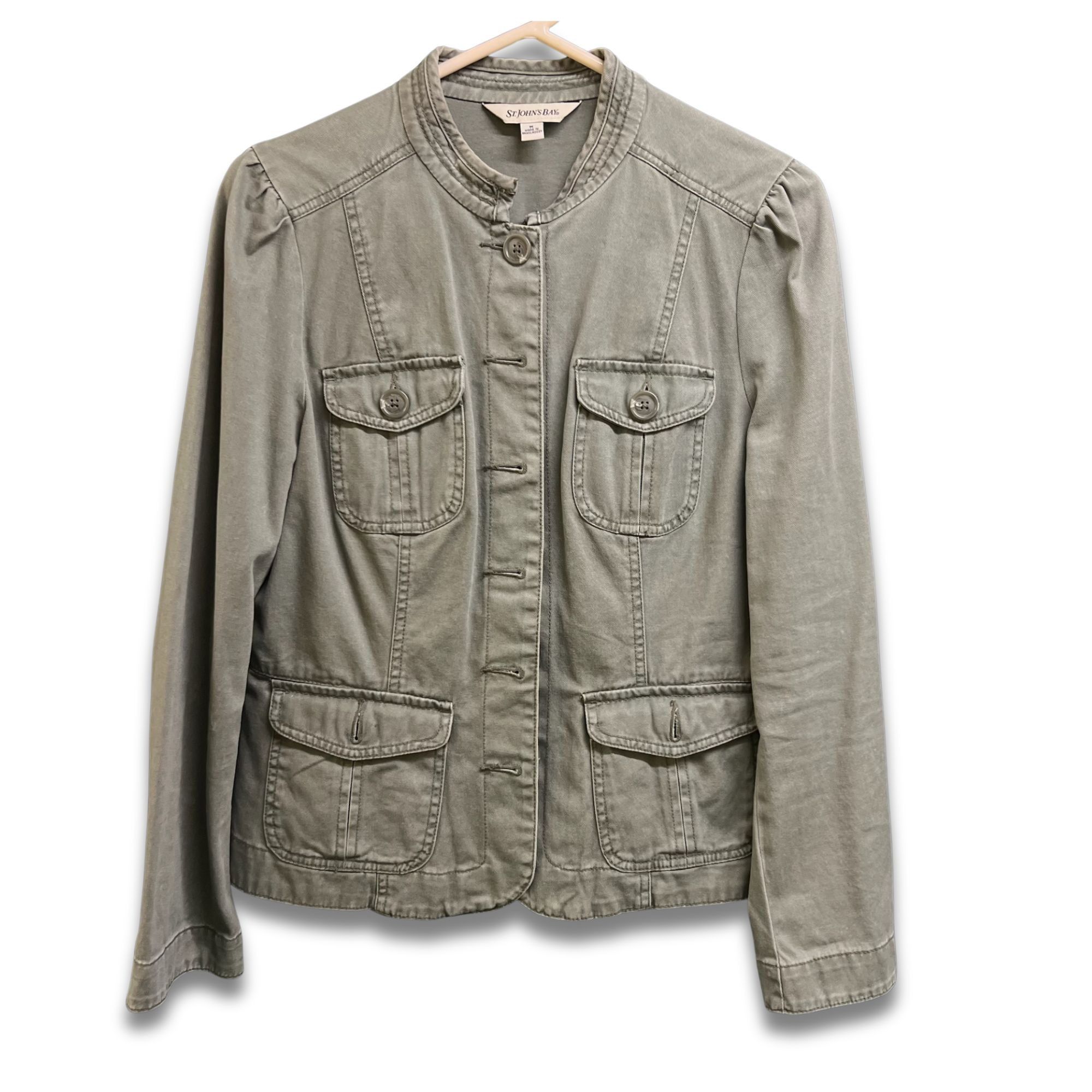 St. Johns Bay St. Johns Bay Green Utility Jacket Medium Cotton Blend Women Size M / US 6-8 / IT 42-44 - 2 Thumbnail