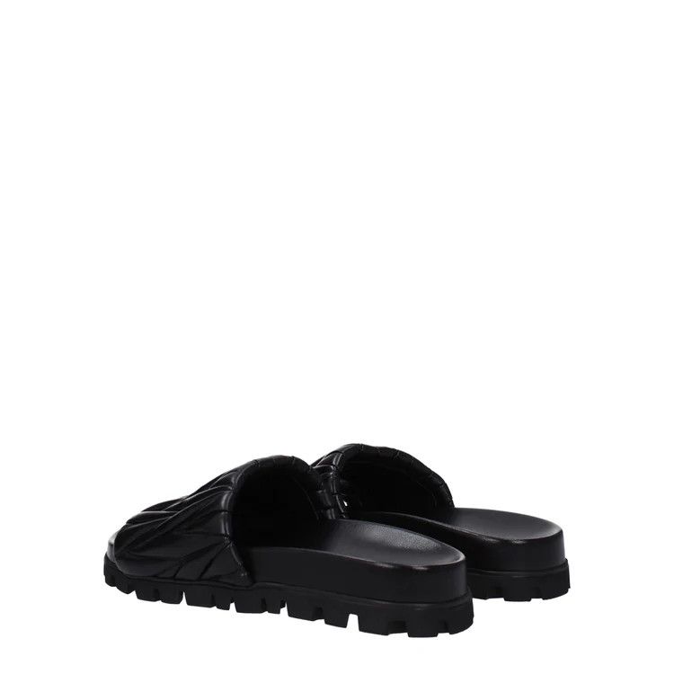 Miu Miu ob1o1e1124 Leather Slippers in Black Size US 5 / IT 35 - 4 Thumbnail