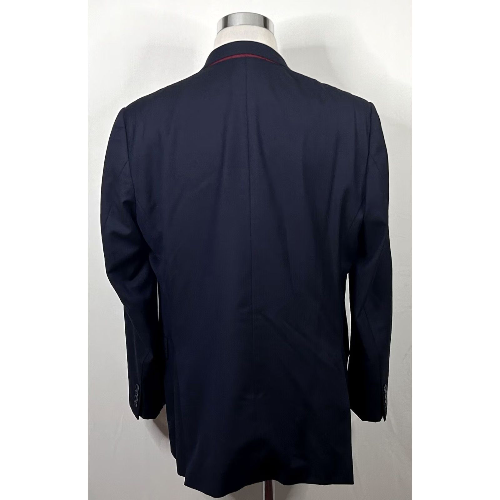Doublet J. Hilburn Sport Coat 44L Navy Blue Herringbone 100% Wool Two Button Double Vents Long Regular Mens Jacket Size US XS / EU 42 / 0 - 6 Thumbnail