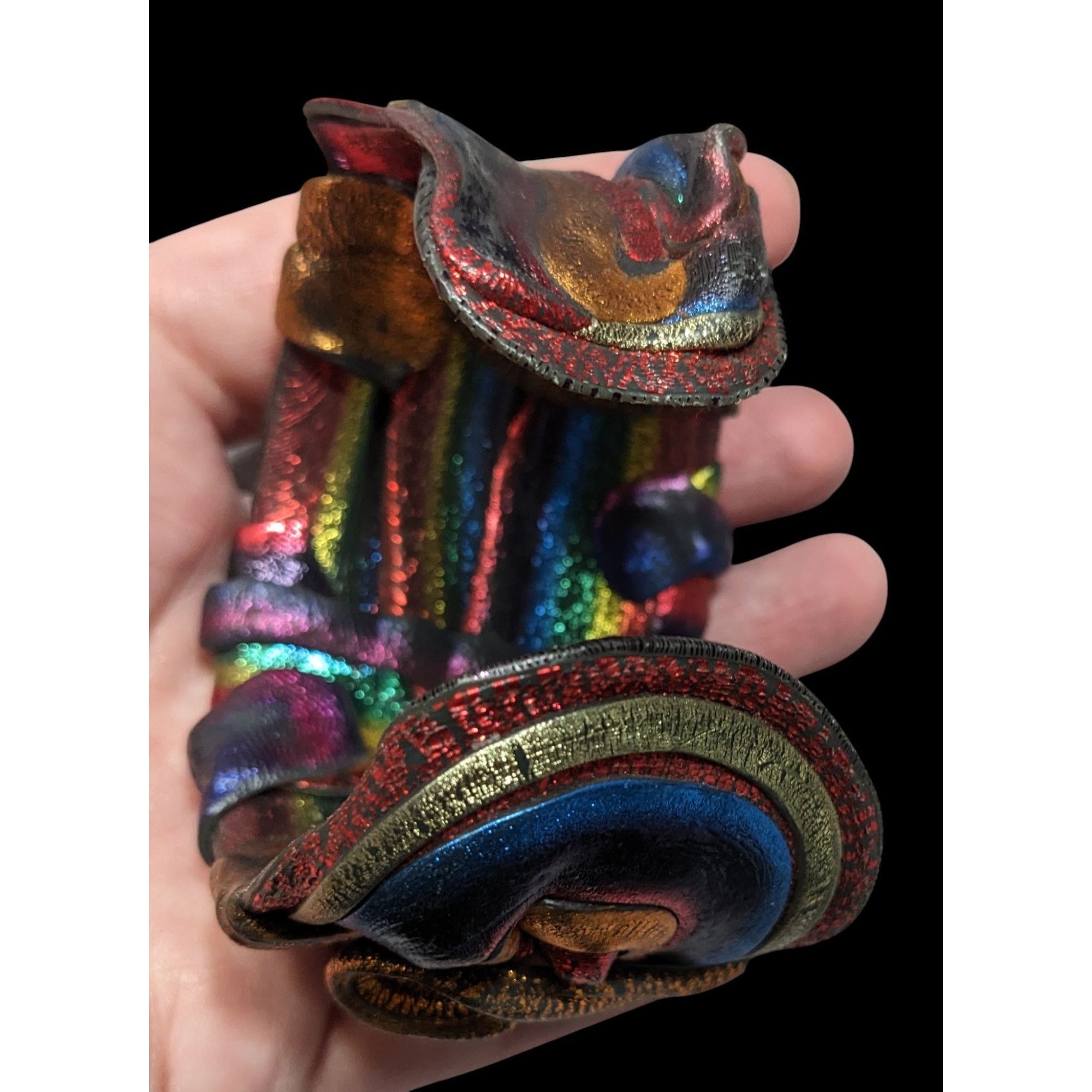 Handmade Handcrafted Metallic Rainbow Swirl Artisan Cuff Bracelet Wea Size ONE SIZE - 6 Thumbnail