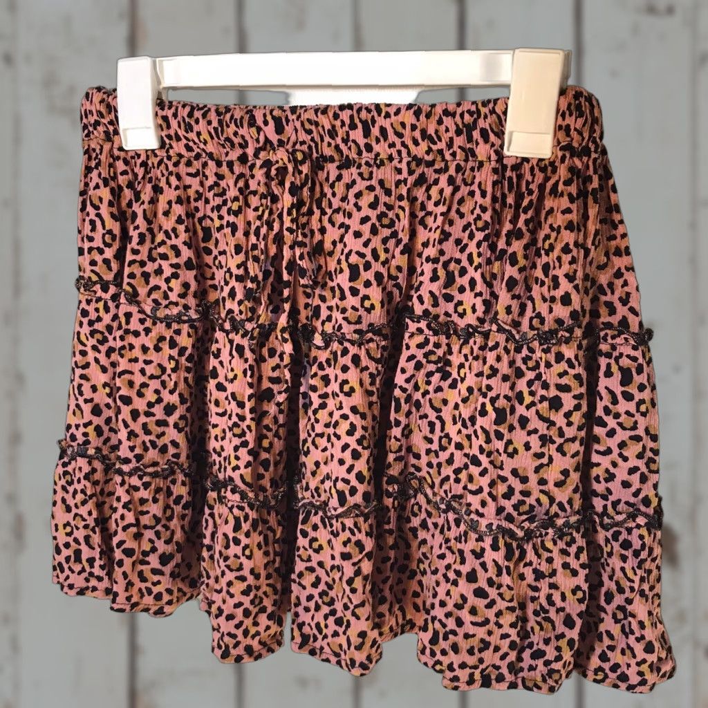 J Brand Hidden Brand Pink Animal Print Ruffle Mini Skirt Womens Size L Casual Summer Size 36" / US 14 / IT 50 - 1 Thumbnail