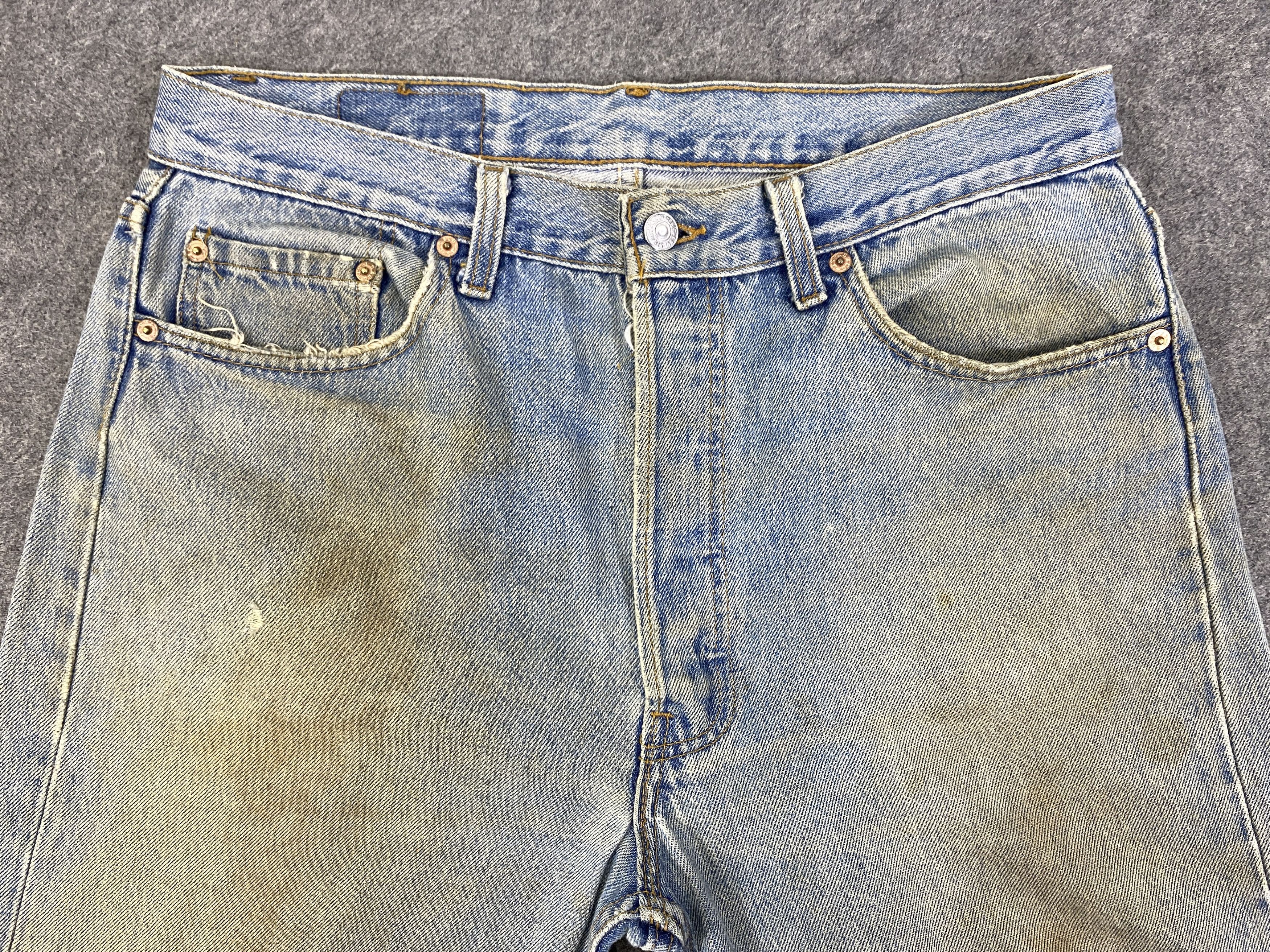 Japanese Brand Dirty Light Blue Vintage Levis 501 USA Jeans 33x29 - JN3176 Size US 33 - 3 Thumbnail