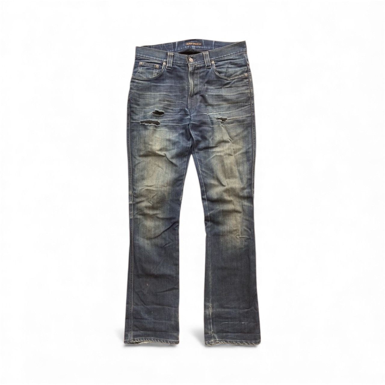 Nudie Jeans Nudie jeans black and blue slim jim distressed Size US 31 - 1 Thumbnail