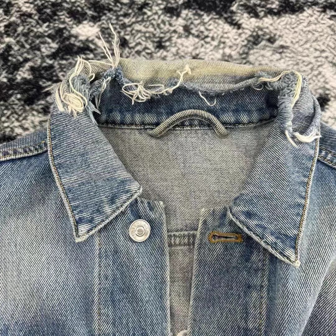 Balenciaga Balenciaga Neck Distressed Coke Denim Jacket Size M / US 6-8 / IT 42-44 - 2 Thumbnail