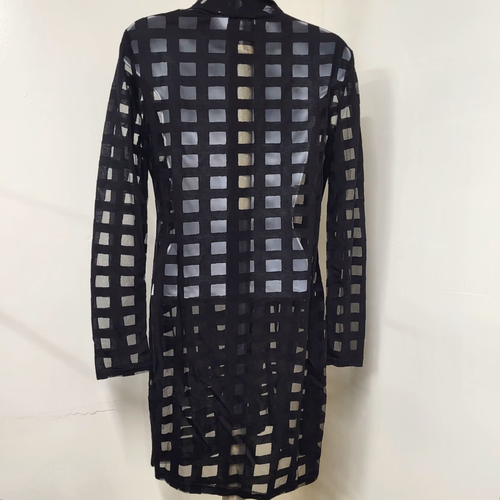Vintage VINTAGE Unbranded Tunic Dress Womens Size Large Black Trapezoid Grid Gothic Wednesday 🖤 Size L / US 10 / IT 46 - 3 Thumbnail