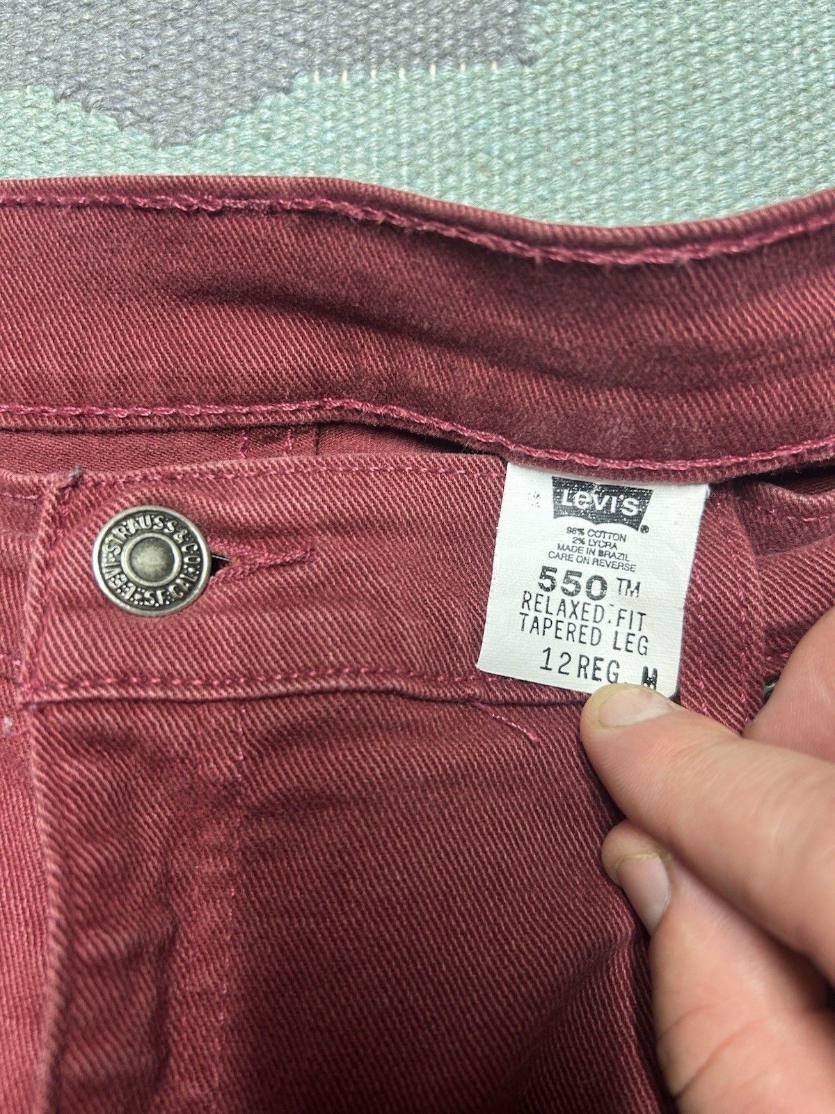 Levi's Vtg Levi’s 550 jeans maroon relaxed tapered womens 12 31x30 Size 31" - 8 Thumbnail