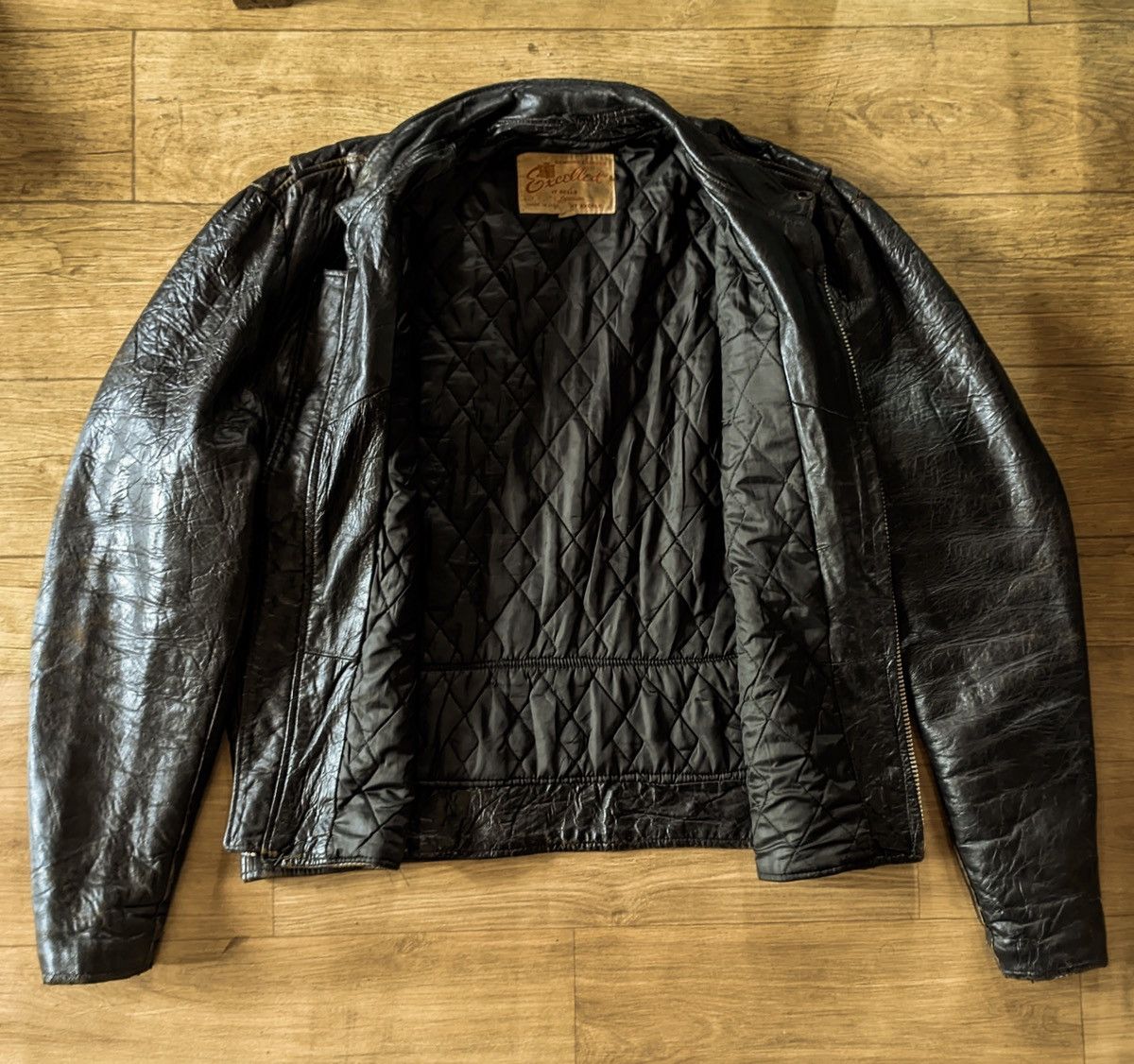 Excelled × Vintage Vintage Excelled Black Leather Jacket – Classic Biker Style Size US L / EU 52-54 / 3 - 2 Thumbnail