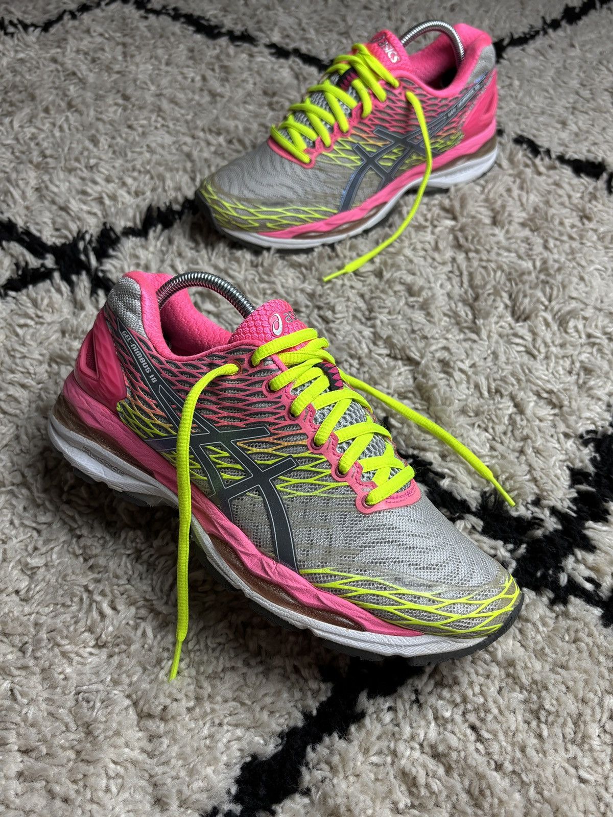 Asics Asics Gel Nimbus 18 Crazy Multicolor Pink Running Sneakers Size US 7.5 / IT 37.5 - 1 Thumbnail