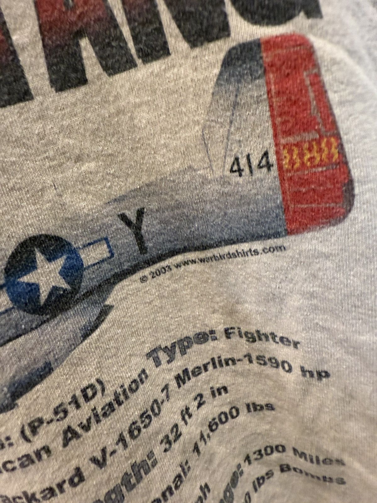 Vintage 3XL ‘03 P-51 MUSTANG FIGHTER JET TEE Size US XXL / EU 58 / 5 - 4 Thumbnail