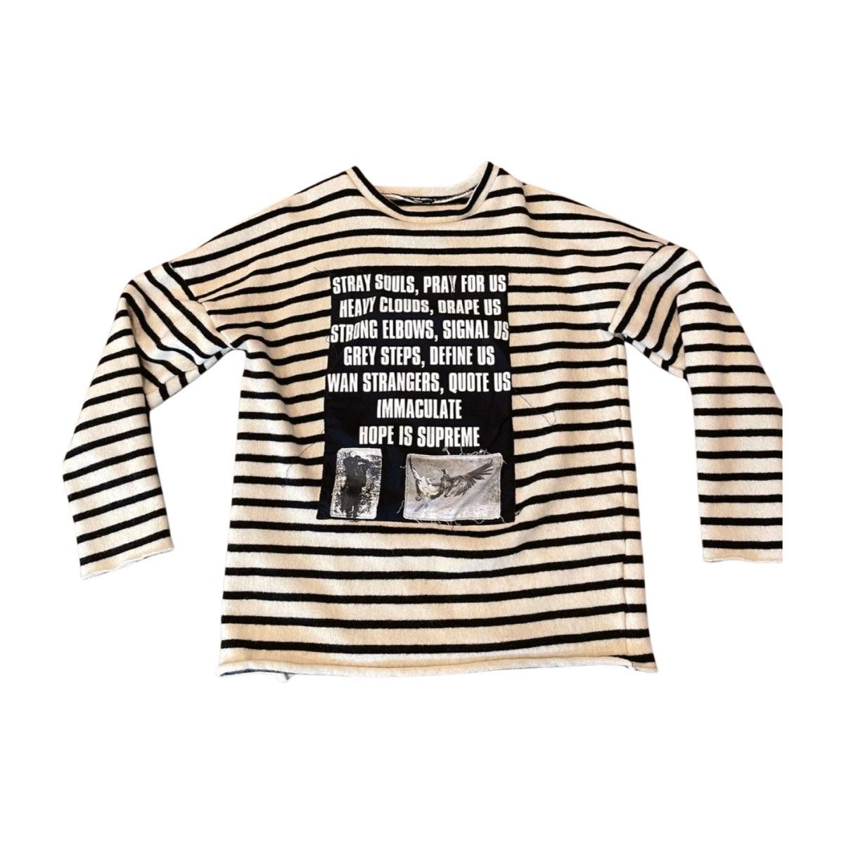 Raf Simons RAF SIMONS SS02 POEM PATCH STRIPED SWEATER Size US M / EU 48-50 / 2 - 1 Thumbnail