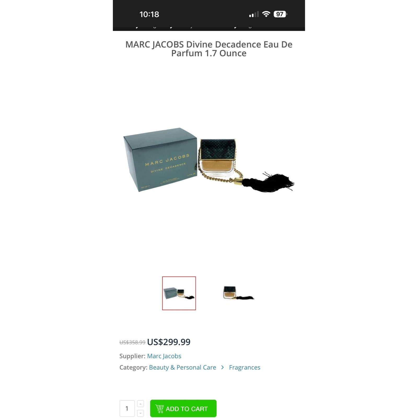 Marc Jacobs MARC JACOBS Divine Decadence Eau De Parfum, 1.7 Ounce. NWOT Size ONE SIZE - 3 Thumbnail
