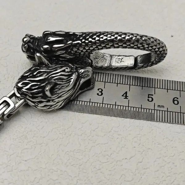 Japanese Brand Shii Stainless Steel Wolf Head Punk Pants Chain Silver Size ONE SIZE - 6 Thumbnail
