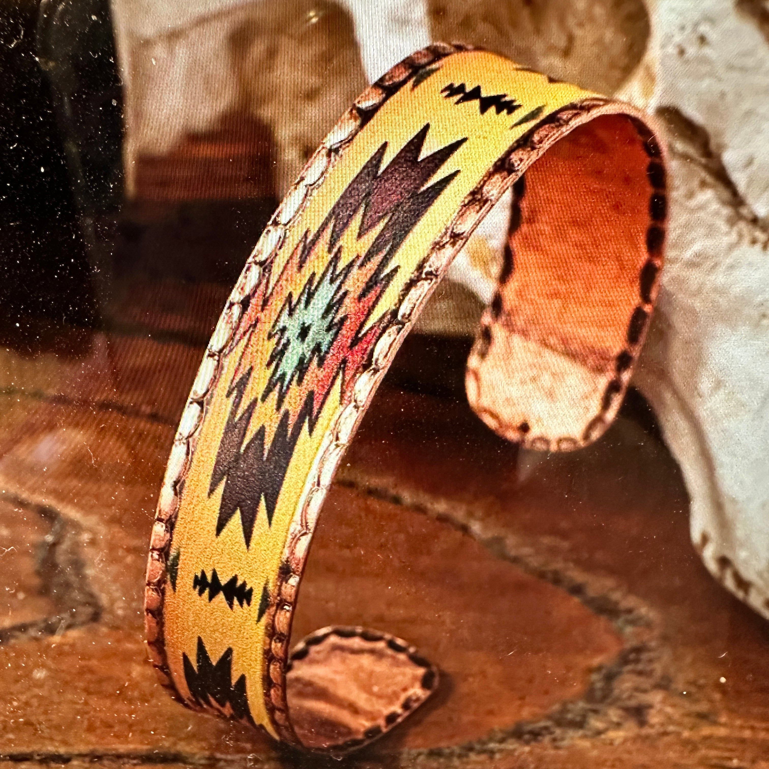 Other Handmade Boho Native American Aztek Copper Narrow Cuff Brace Size ONE SIZE - 2 Thumbnail