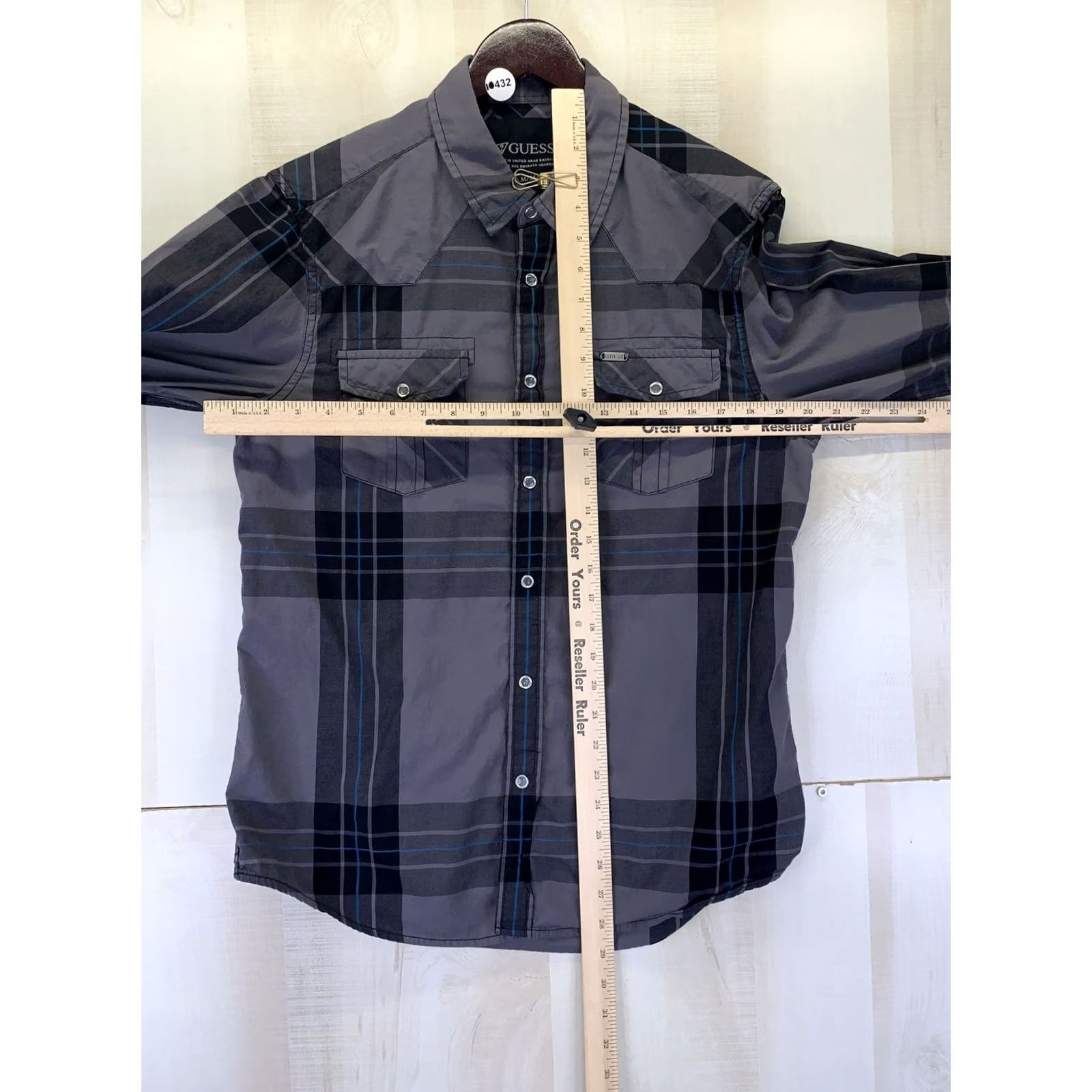 Guess VINTAGE GUESS Shirt Mens Medium Gray Plaid Clear Snap Front Button-Up Collared Long Sleeve Casual Autumn Winter 90s Mens Size US M / EU 48-50 / 2 - 5 Thumbnail