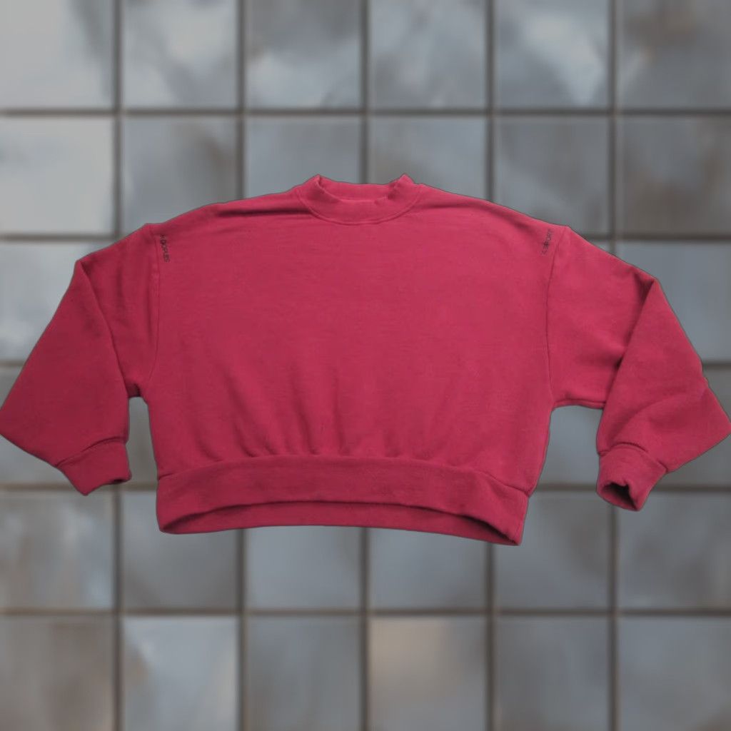 The Kooples VINTAGE The Kooples X Sport Sweatshirt Womens Cropped Mock Neck Burgundy S Pullover Knit Crewneck Regular Cotton Modal Elastane Size S / US 4 / IT 40 - 1 Thumbnail