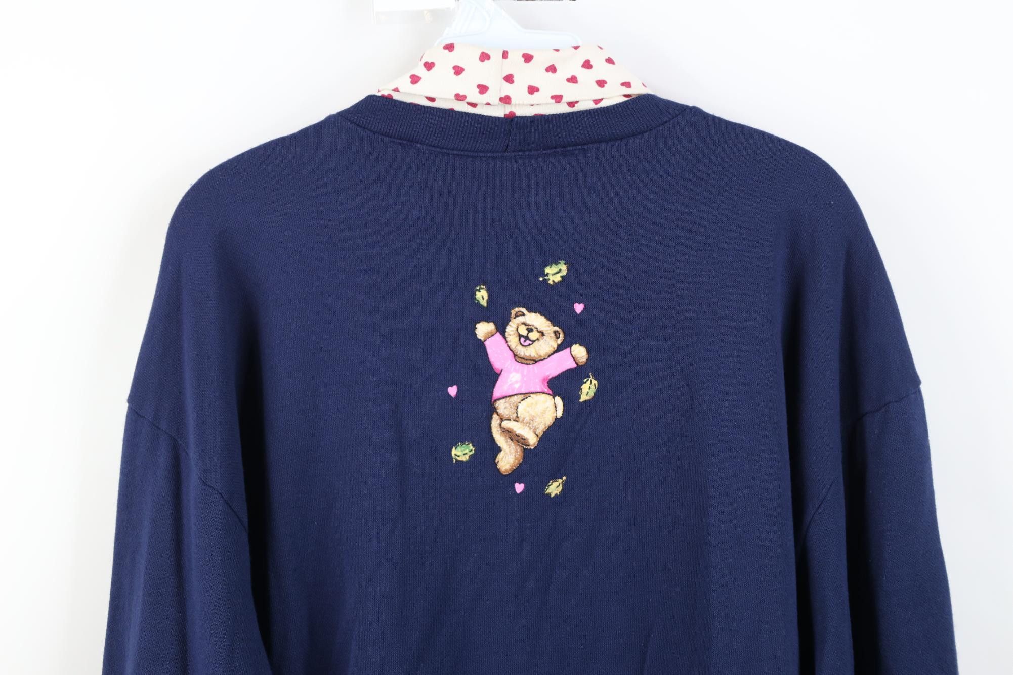 Vintage Vintage 90s Streetwear Bear Turtleneck Sweatshirt Navy Blue Size M / US 6-8 / IT 42-44 - 10 Thumbnail