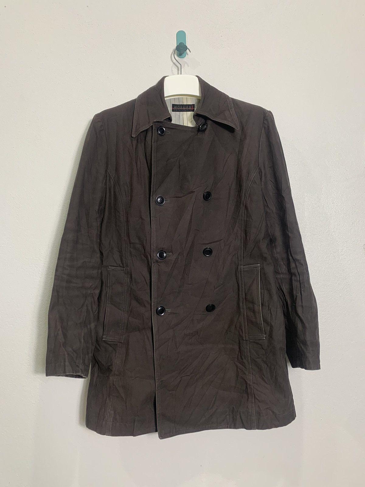 Morgan Homme Long Denim Jacket Dark Brown