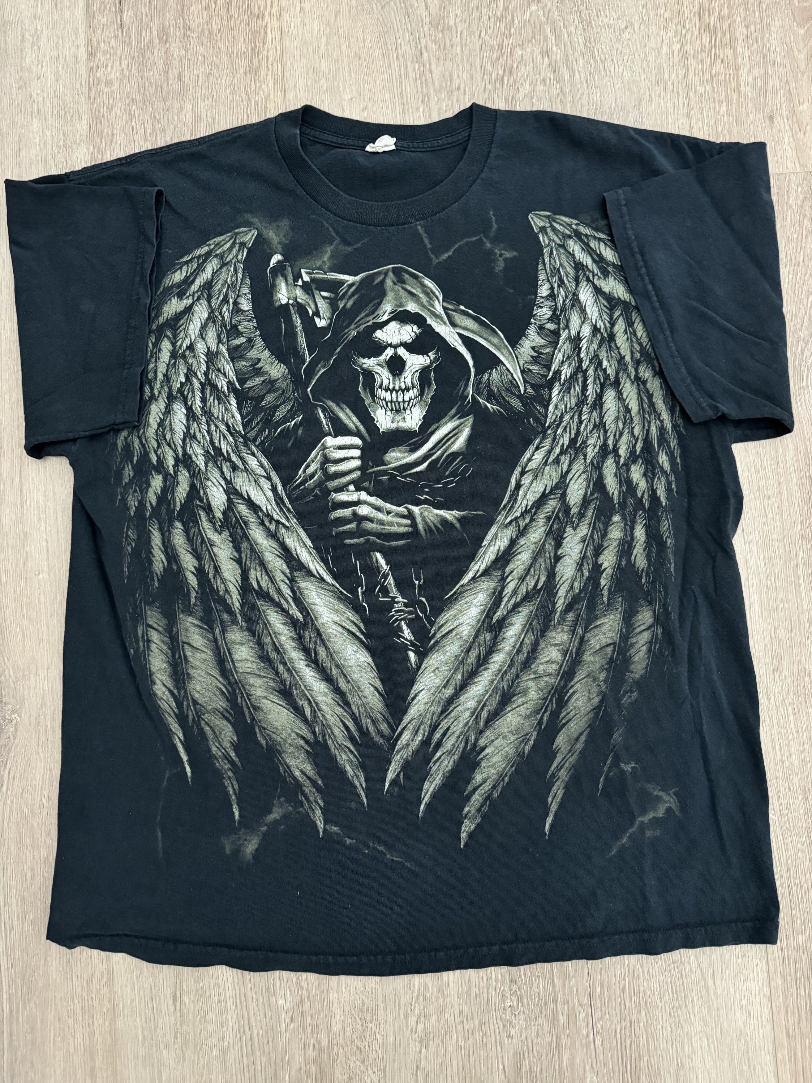 Affliction Y2K GRIM REAPER SKULL & WINGS CYBERGOTH TEE GRUNGE Size US L / EU 52-54 / 3 - 1 Thumbnail