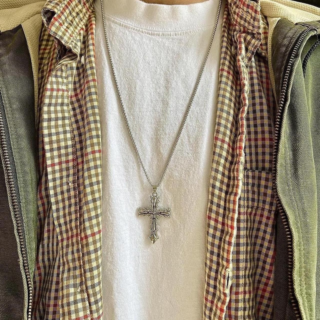 Japanese Brand gothic grunge silver cross pendant necklace Size ONE SIZE - 6 Thumbnail