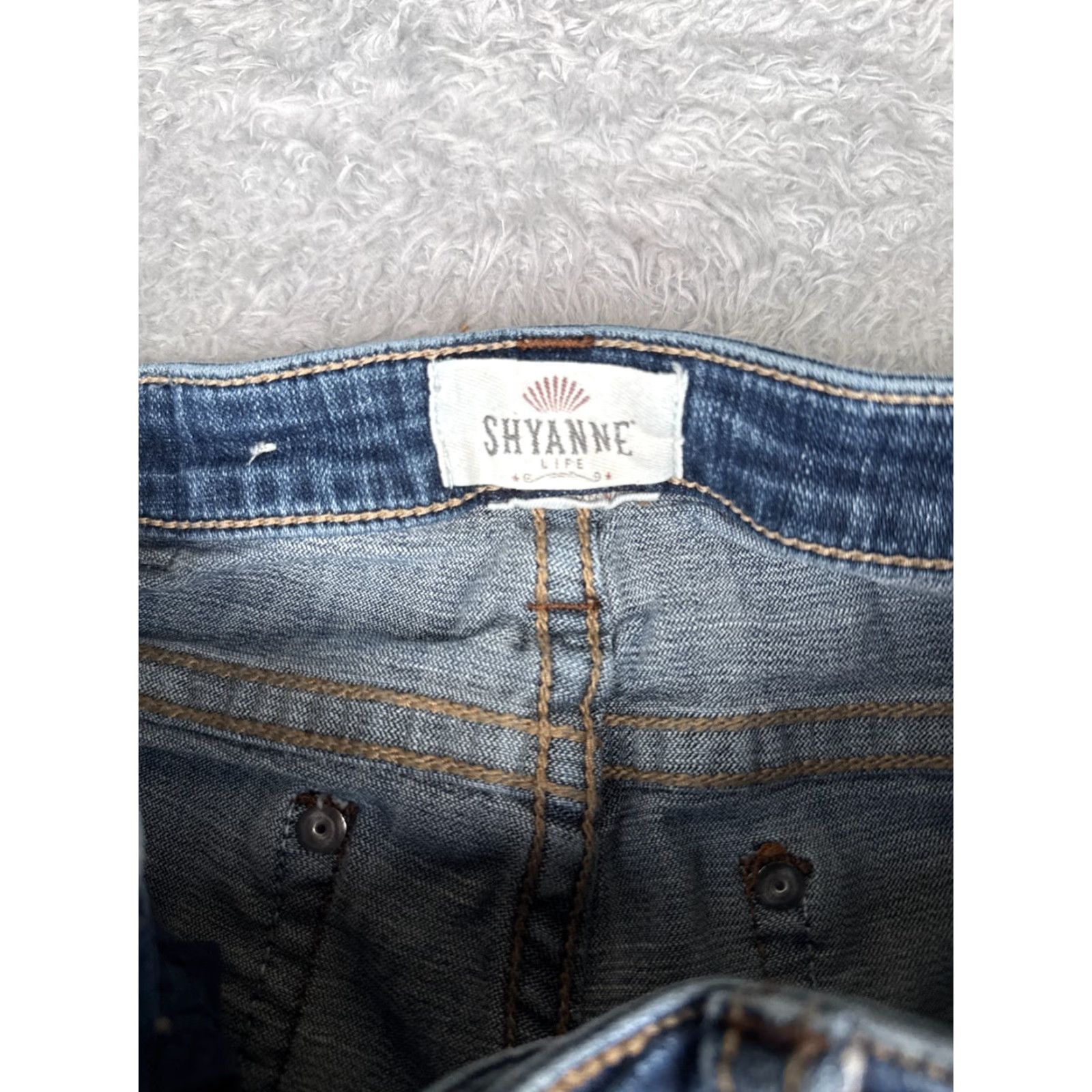 Shyanne Jeans Womens Bootcut 27 Blue Denim Embroidered Embellished Mid 27x31 Jeans Womens