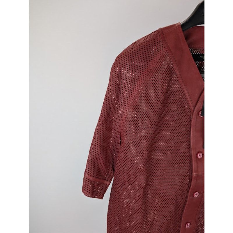 Amiri o1rshd1 MA Perforated Baseball Shirt in Sun Dried Tomato Size US M / EU 48-50 / 2 - 6 Thumbnail