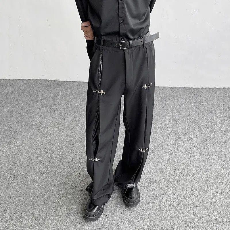 Other Avant garde retro buckle pu leather mix pleated pants Size US 29 - 2 Thumbnail