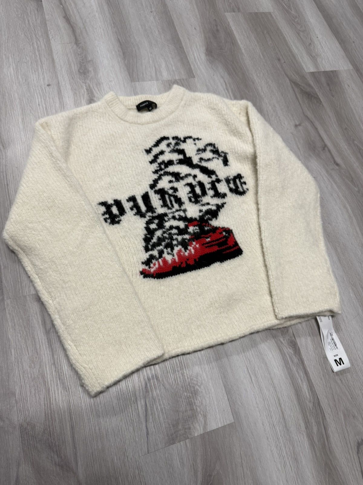 Purple Brand Purple Brand Relaxed Sweater ABCW Whisper White Size US M / EU 48-50 / 2 - 1 Thumbnail