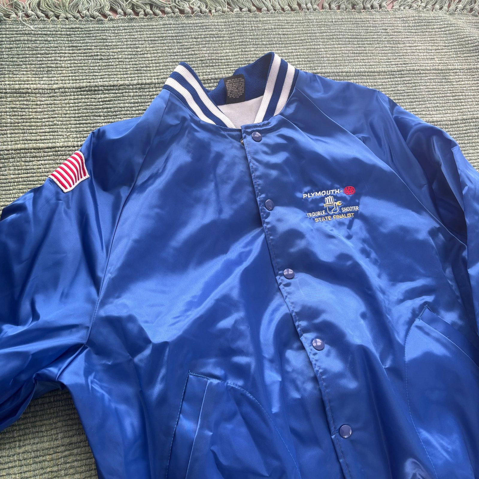 Vintage 1980s vintage shiny blue satin bomber jacket Size US XL / EU 56 / 4 - 2 Thumbnail