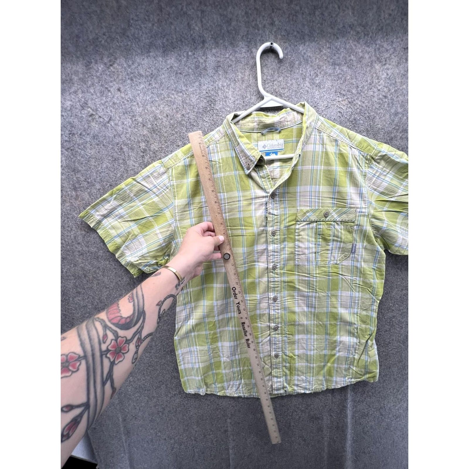 Vintage Columbia Shirt Mens Large Green Plaid Short Sleeve Button Front Casual Woven Size US L / EU 52-54 / 3 - 3 Thumbnail