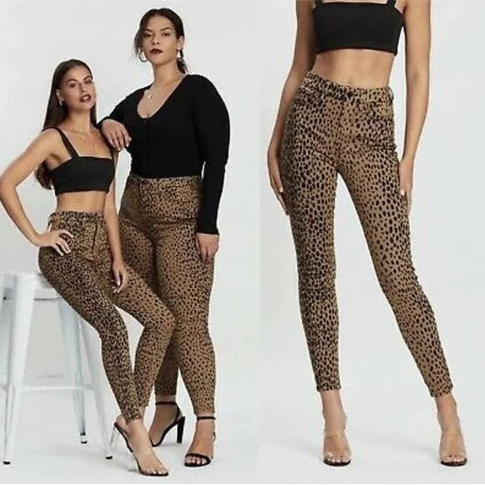Good American GOOD AMERICAN Leopard Print High Waist Skinny Jeans 25 Size 25" / US 0 / IT 36 - 1 Thumbnail