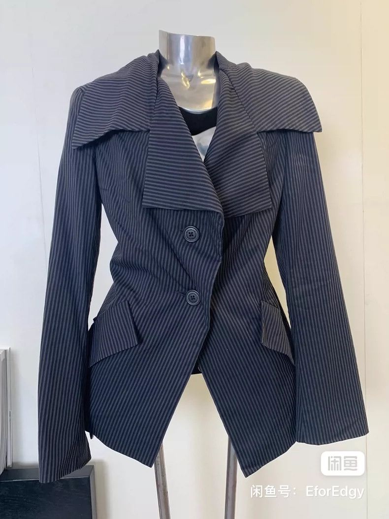 Vivienne Westwood Vivienne Westwood Black and gray striped overcoat with lar Size S / US 4 / IT 40 - 3 Thumbnail