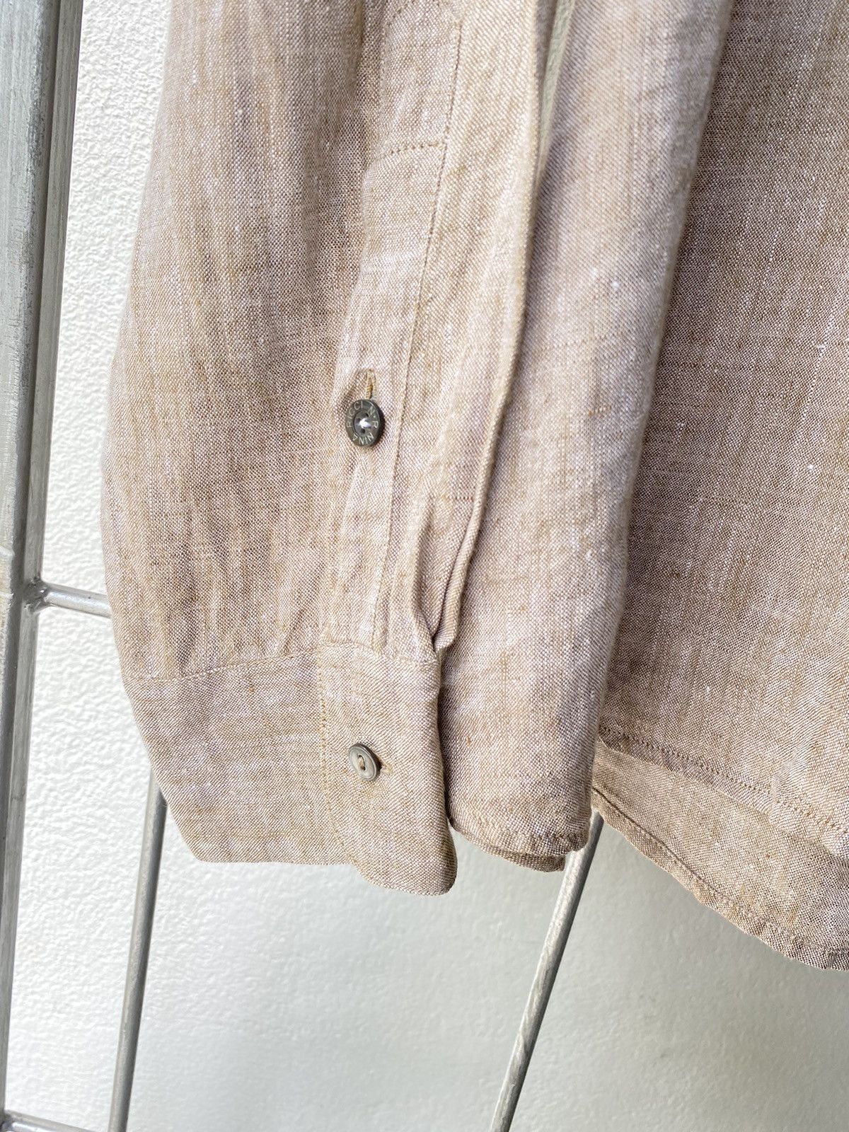 Weekend Max Mara MaxMara WEEKEND Beige Linen Button-Up Shirt Size ONE SIZE - 11 Thumbnail