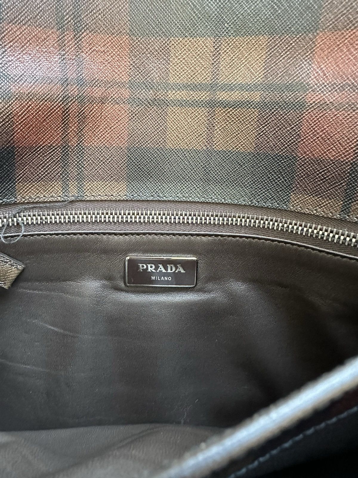Prada Plaid Leather Portfolio Briefcase Handbag Size ONE SIZE - 6 Thumbnail