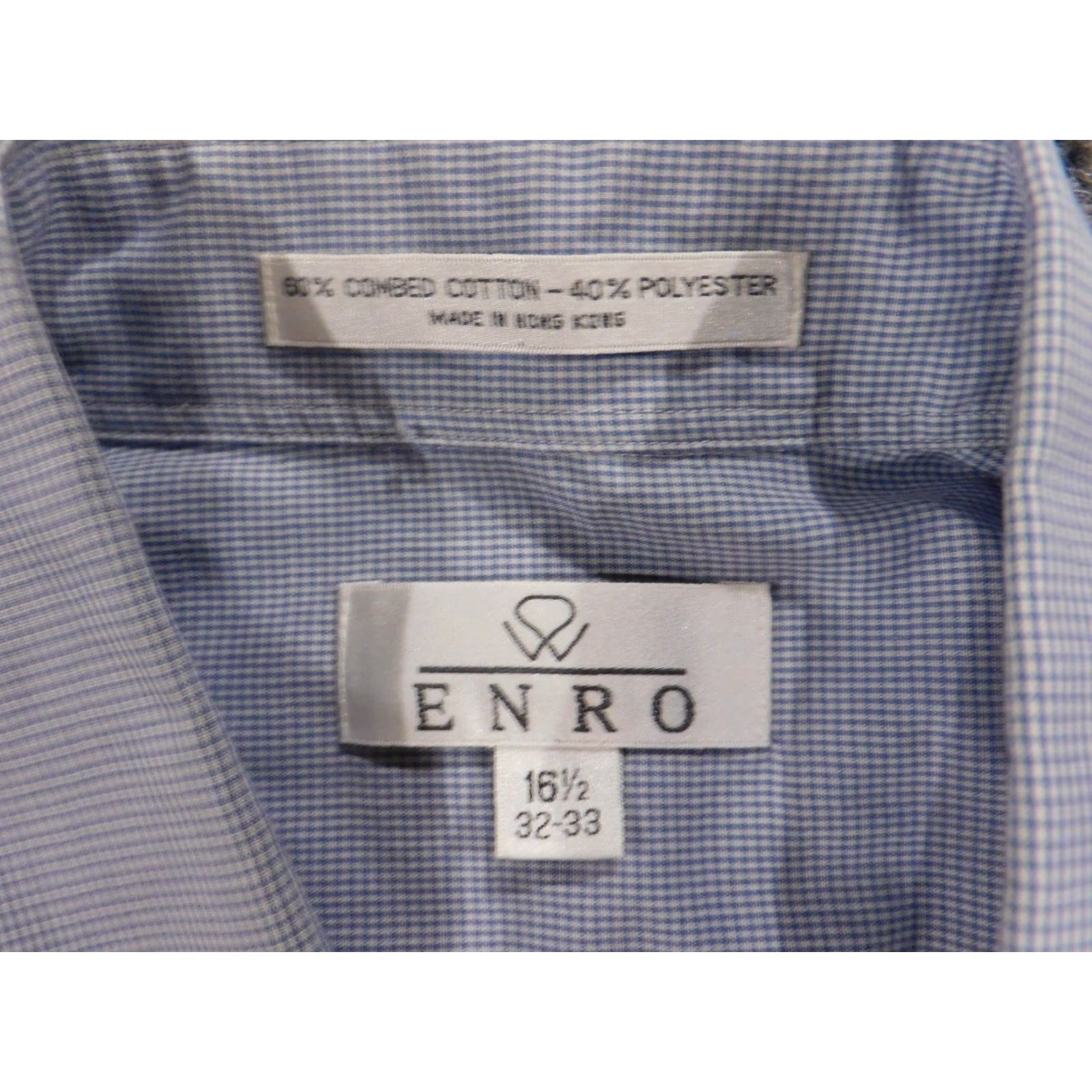 Enro ENRO Shirt Mens 16.5 Blue Plaid Button-Down Knit Cotton Long Sleeve Button-Up Collared Classic Slimming Pockets Regular Vintage No Size US XL / EU 56 / 4 - 5 Thumbnail