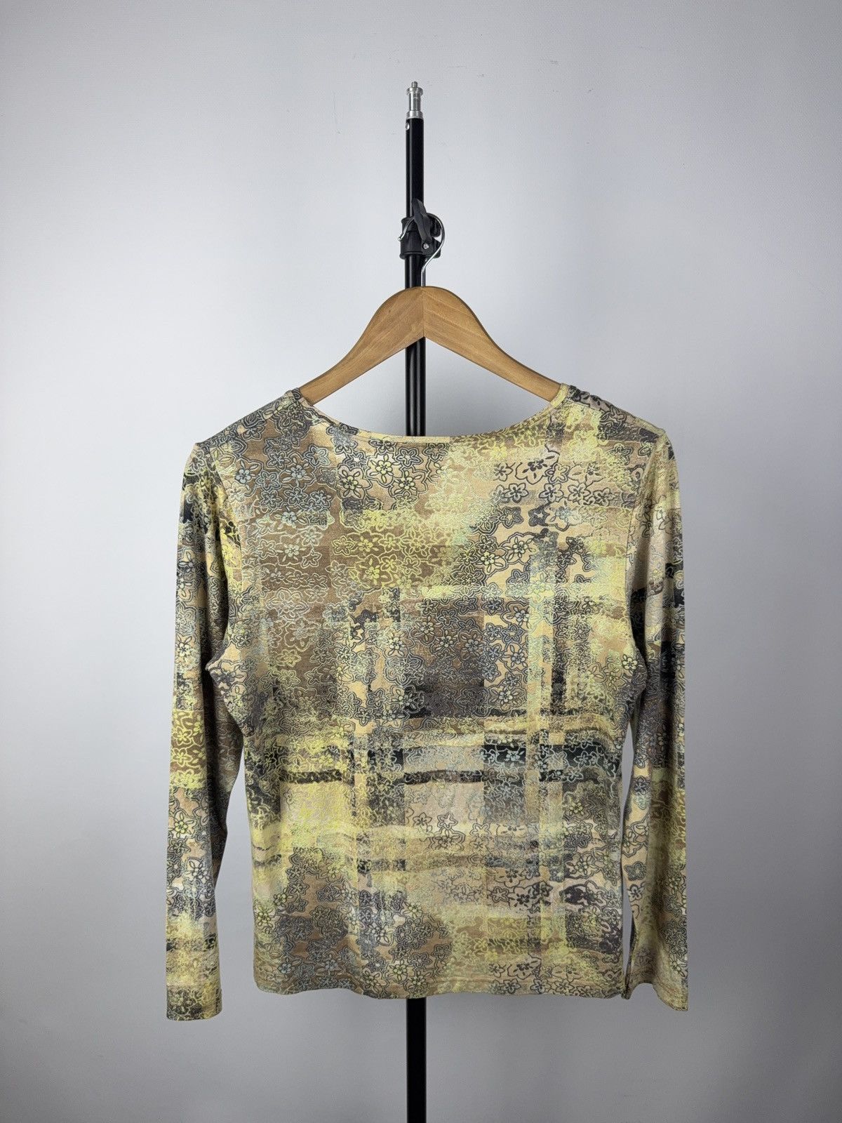Japanese Brand Vintage Y2K Floral Abstract JPG Style Mesh Long Sleeve Top Size M / US 6-8 / IT 42-44 - 4 Thumbnail