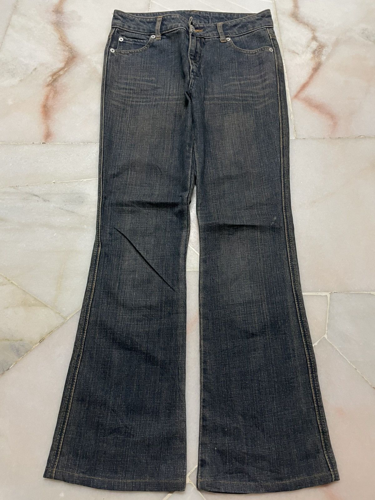 Japanese Brand 💥Flared💥Vintage 90’s Japanese Rusty Mudwash Sick Dark Jeans Size 28" / US 6 / IT 42 - 1 Thumbnail