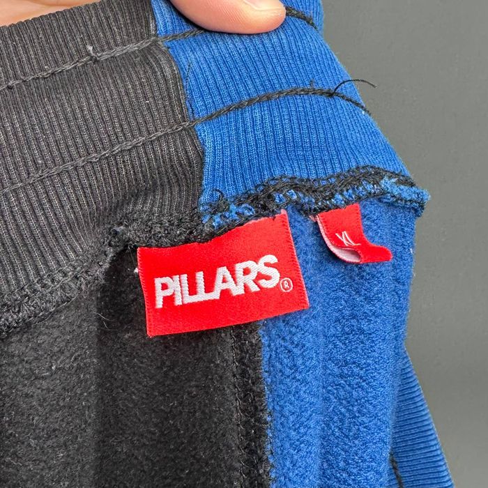 Vintage Pillars Joggers Sweatpants Black Blue Split Embroidered Logo