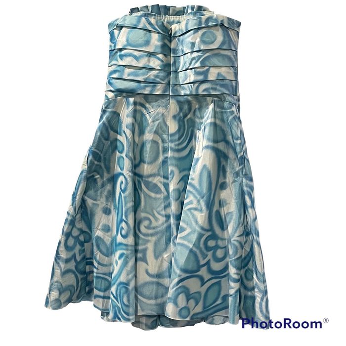 Badgley Mischka Badgley Mischka Strapless Dress Size 12 Blue Floral