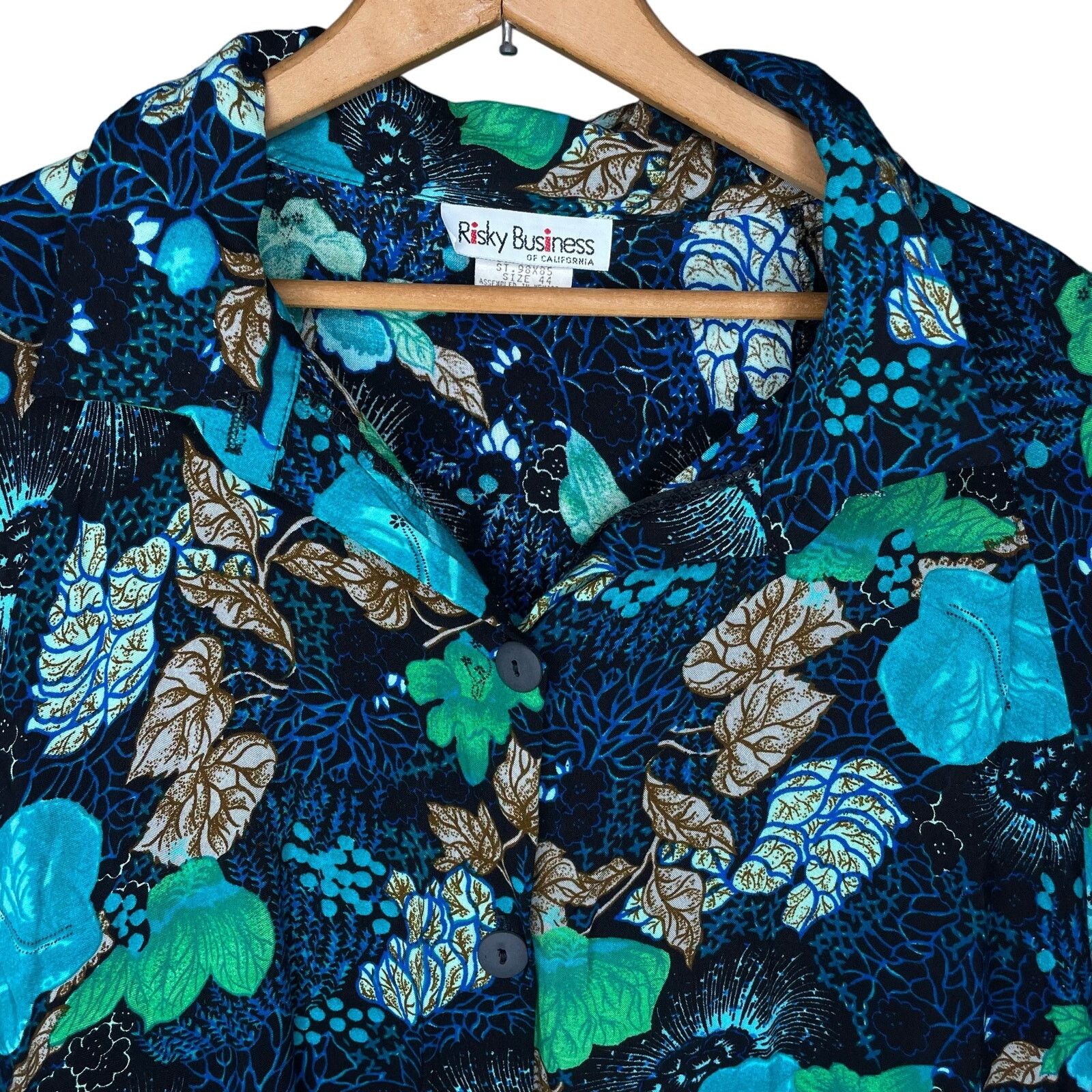 Vintage Vintage Risky Business Rayon Long Button Down Size XL / US 12-14 / IT 48-50 - 4 Thumbnail