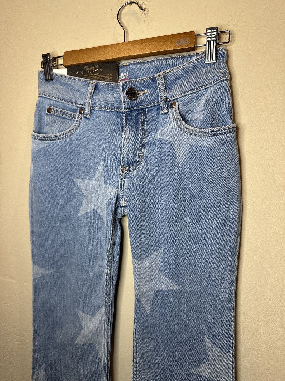 Other × Wrangler *RARE* New Wrangler Retro Flared Star Print Denim Jeans - 25 Size 26" / US 2 / IT 38 - 4 Thumbnail