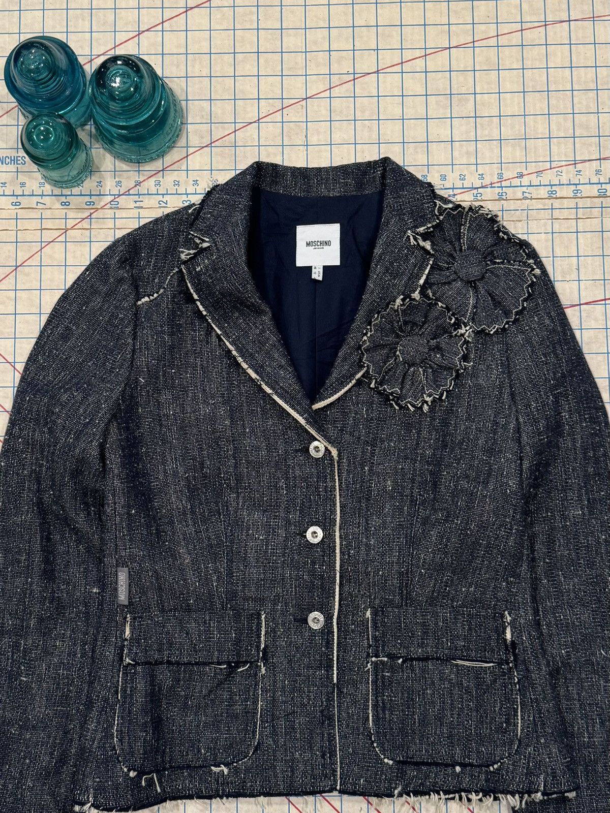 Moschino Moschino Jeans Raw Edge Floral Appliqué Blazer Women’s 12 Size XL / US 12-14 / IT 48-50 - 11 Thumbnail