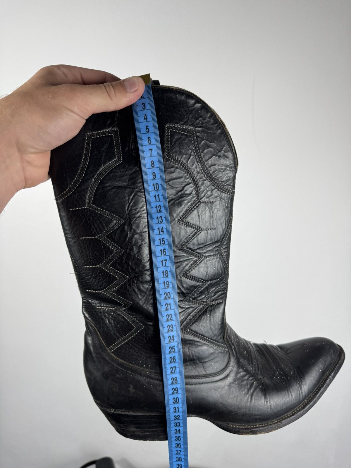 Other Vintage Black Leather Cowboy Western Boots Leather 43 EU Size US 9.5 / EU 42-43 - 18 Thumbnail