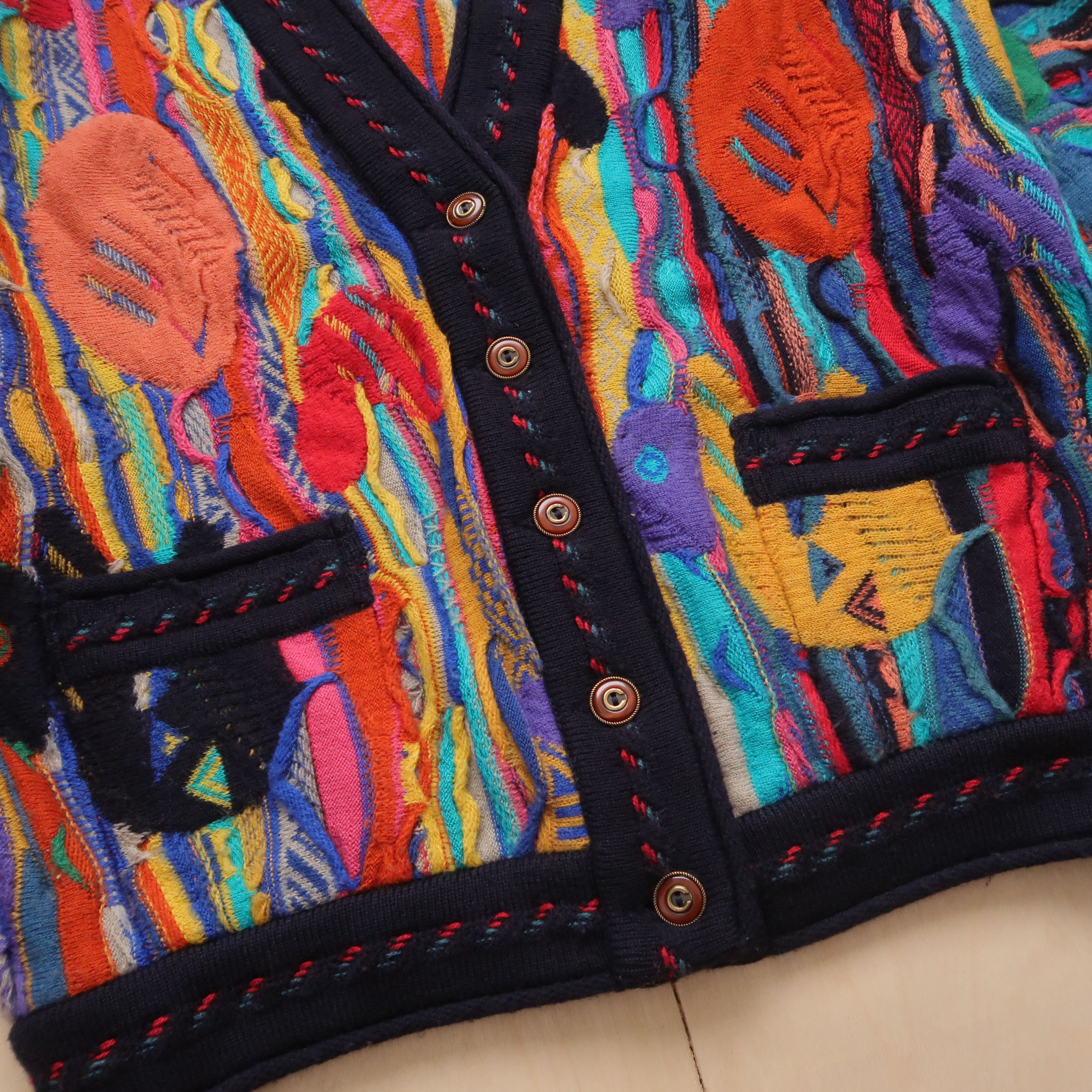 Coogi 1990s Coogi Psychedelic Art Cardigan Knit Fuzzy Size US M / EU 48-50 / 2 - 11 Thumbnail