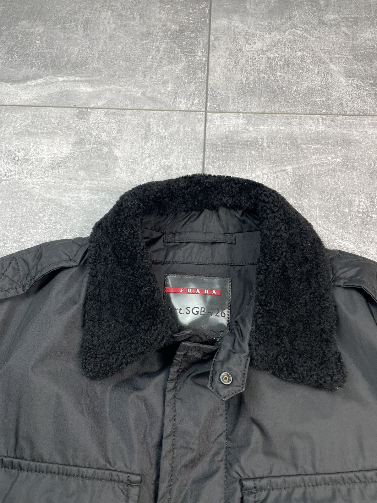 Prada Prada Shearling Collar Flight Jacket Black Tab Size US L / EU 52-54 / 3 - 4 Thumbnail