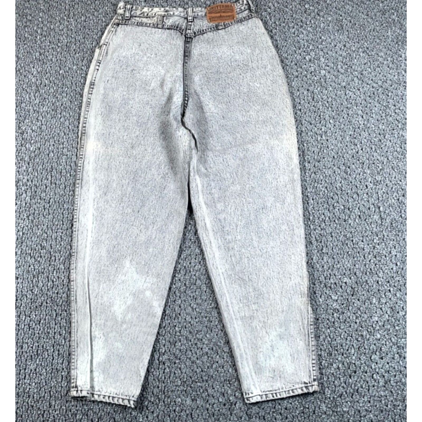 Vintage VTG Brittannia Acid Washed Pleated Jeans Women's 12 Gray Denim High Waisted Mom Jeans 80s 90s Retro Womens Size 34" / US 12 / IT 48 - 2 Thumbnail