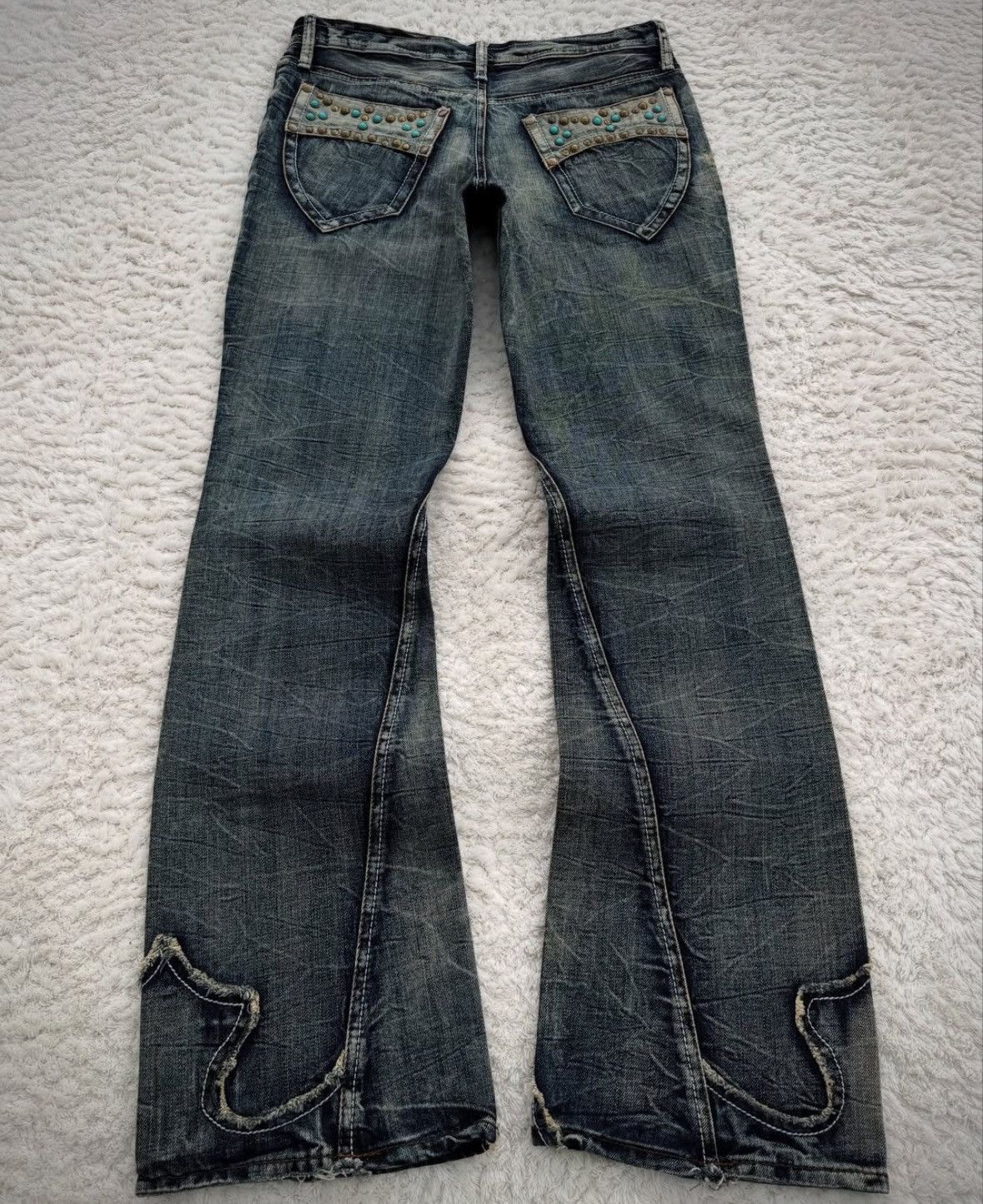 If Six Was Nine × Japanese Brand × Tornado Mart Semantic Design Mud Wash Slashed Bootcut Jeans Size US 30 / EU 46 - 2 Thumbnail