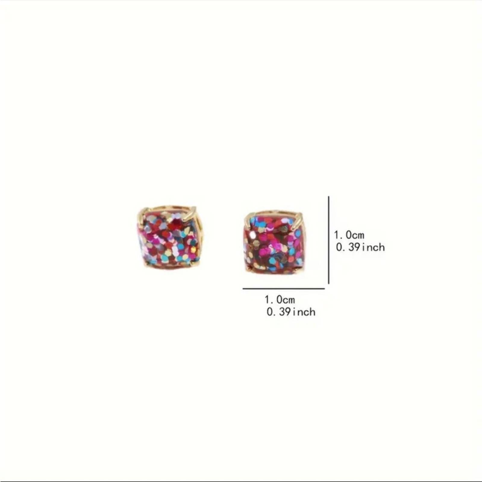 Designer Confetti Glitter Stud Earrings Gold Toned Multicolored Size ONE SIZE - 4 Thumbnail
