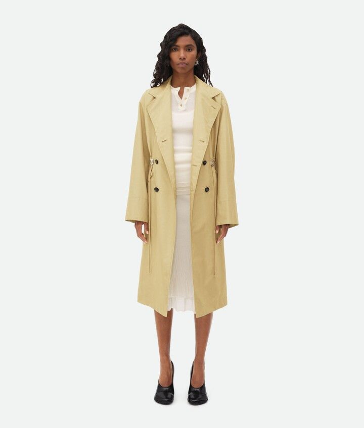 Bottega Veneta o1n1vont1224 Relaxed Fit Technical Nylon Trench Coat Beige Size S / US 4 / IT 40 - 2 Thumbnail